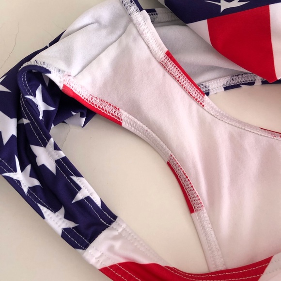 Yes Master American flag print cut out one piece swimsuit sz S - Picture 7 of 11